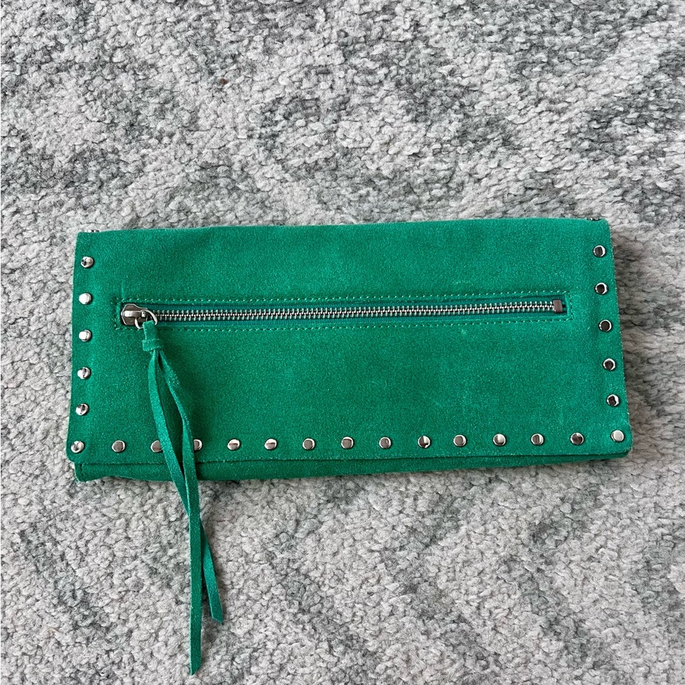 Banana Republic Green Suede Studded Clutch